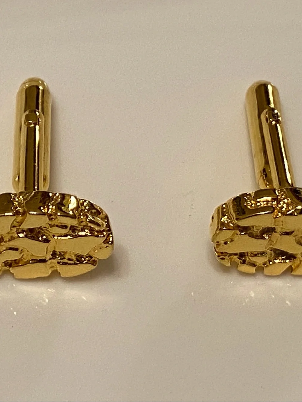 Gold Textured Oval Cuff Links for Men